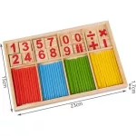 Montessori fa számoló doboz színes pálcákkal, számokkal