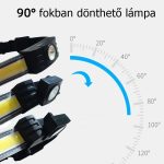 Újratölthető, állítható LED fejlámpa világító fejpánttal + hátsó figyelmeztető lámpa