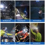 Újratölthető, állítható LED fejlámpa világító fejpánttal + hátsó figyelmeztető lámpa