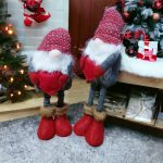 Teleszkópos lábú karácsonyi, skandináv manó szívvel, 36-50cm