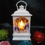 Karácsonyi lámpás, LED gyertya világítással