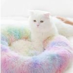 Nyugtató kutya , cicaágy, pihe puha szőrmés kutyafekhely, barna 