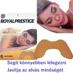 Horkolás elleni, légzéskönnyítő orrtapasz, RoyalPrestige 6 db