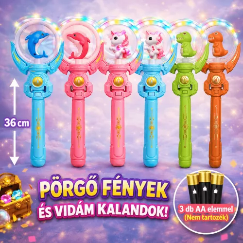 Forgó zenélő világító LED varázspálca