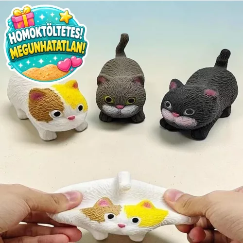 Homokkal töltött nyomkodható Cica Stresszoldó squishy 