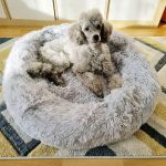 Nyugtató kutya , cicaágy, pihe puha szőrmés kutyafekhely, barna 