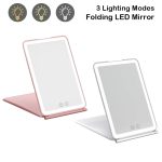 Kozmetikai sminktükör, LED-es, összecsukható, hordozható , USB-s 