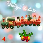 Karácsonyi festett fa vonat 3 vagonnal