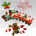 Karácsonyi festett fa vonat 3 vagonnal