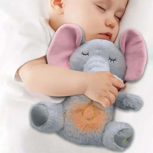 Lélegző, alvó plüss elefánt