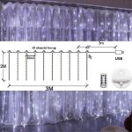 Karácsonyi LED fényfüggöny távirányítóval, akasztó horoggal, 3m x 2m