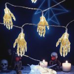 Halloweeni LED fényfüzér, világító kéz, elemes