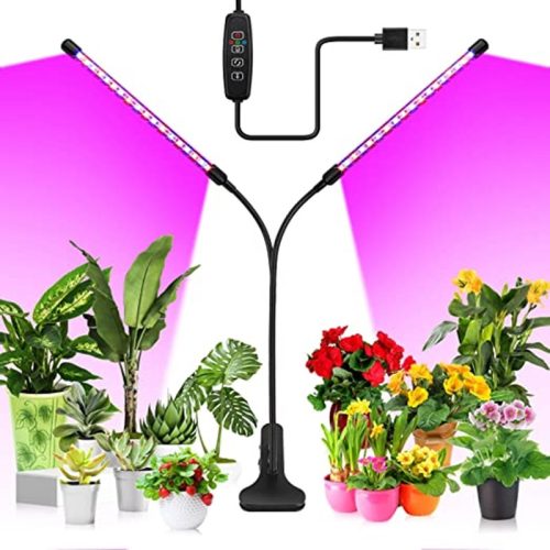Növény nevelő, kétágú LED lámpa csiptetővel