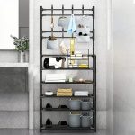 Előszobafal ruhafogassal, cipőtartóval, 5 polcos 