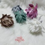 Csillogó, glitteres lótuszvirág karácsonyfadísz, 3db-os 