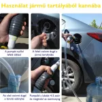 Üzemanyag leszívó cső kézi pumpával, zárócsappal