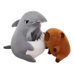 Plüss capybara cápa szájában