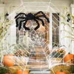 Pókháló óriás pókkal, Halloween dekoráció , 140cm 