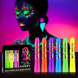 Fluoreszkáló uv neon arcfestő készlet 6db-os 