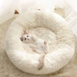 Nyugtató kutya , cicaágy, pihe puha szőrmés kutyafekhely, barna 