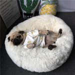 Nyugtató kutya , cicaágy, pihe puha szőrmés kutyafekhely, barna 
