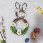 Vesszőből font nyuszi ajtódísz, húsvéti, tavaszi 