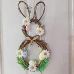 Vesszőből font nyuszi ajtódísz, húsvéti, tavaszi 