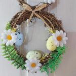 Vesszőből font nyuszi ajtódísz, húsvéti, tavaszi 
