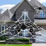 Pókháló óriás pókkal, Halloween dekoráció , 140cm 