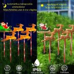 Világító szánhúzó rénszarvasok, napelemes kerti karácsonyi dekoráció