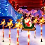 Világító szánhúzó rénszarvasok, napelemes kerti karácsonyi dekoráció