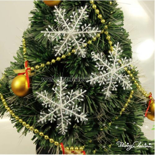 Csillogó hópehely karácsonyfadísz, dekoráció 13cm-es , 3db-os