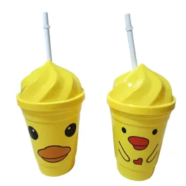 Kacsás fagylalt formájú szívószálas pohár 450 ml