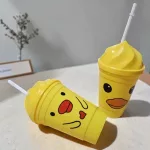 Kacsás fagylalt formájú szívószálas pohár 450 ml