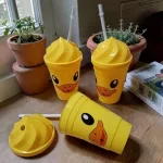 Kacsás fagylalt formájú szívószálas pohár 450 ml