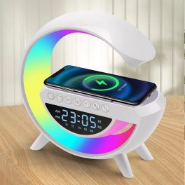   BT-3401 RGB LED lámpa órával, Bluetooth zenelejátszó, vezetéknélküli telefontöltő