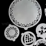 Tortadíszítő sablon , stencil, kávéhoz, süteményhez 8 darabos 