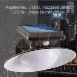 Mozgásérzékelős, napelemes kültéri falilámpa, klasszikus tányérburával, távirányítóval 